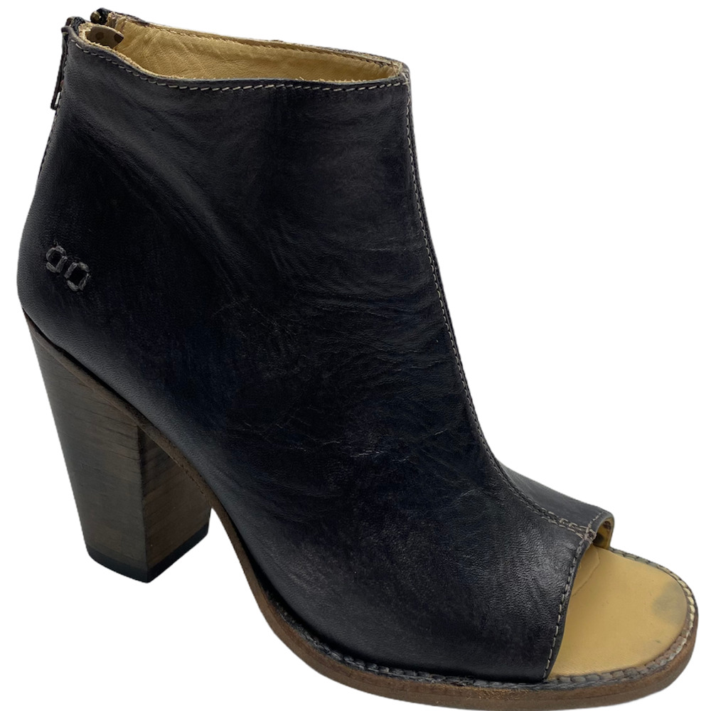 BED Stu distressed leather peep toe bootie